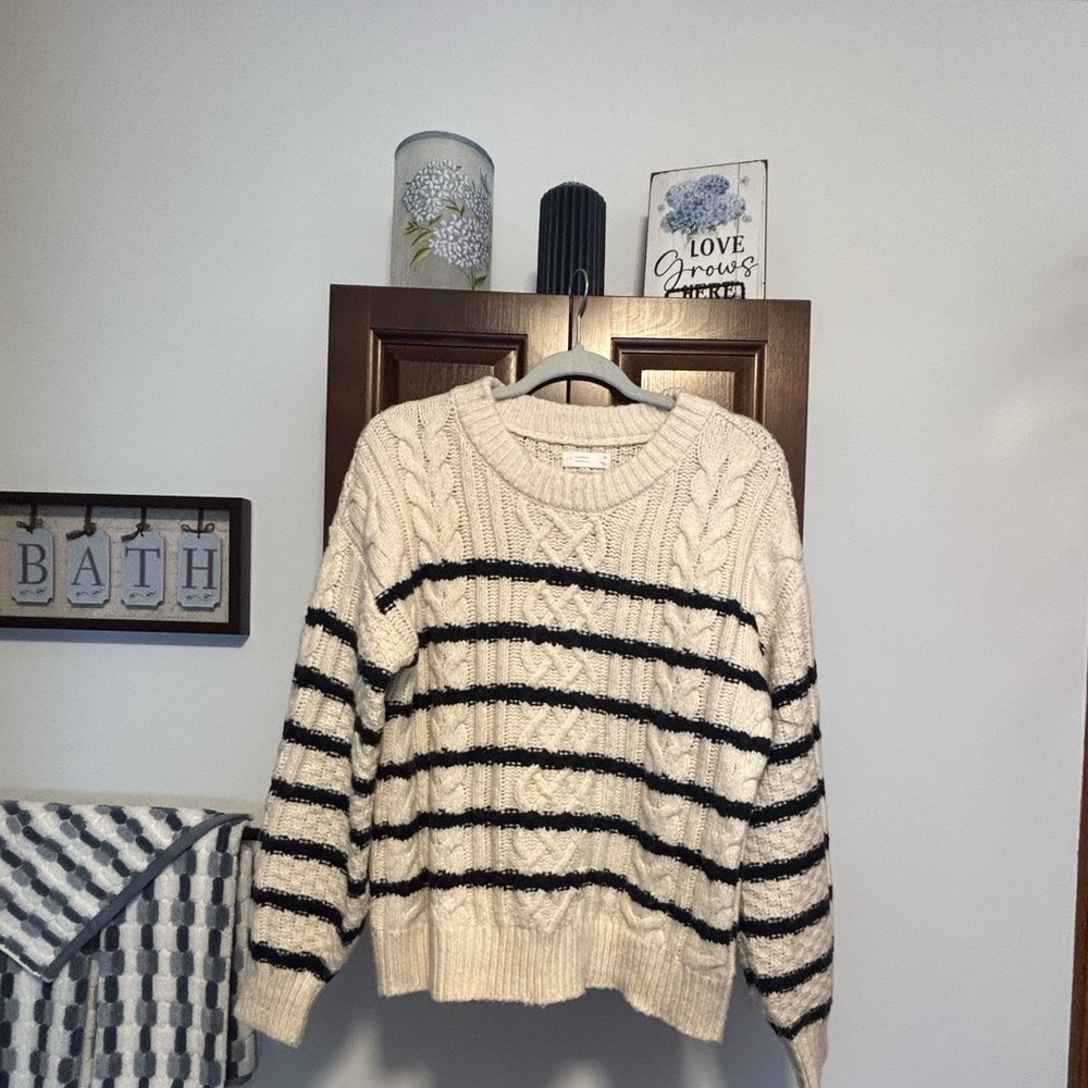 LC Lauren Conrad Navy and Cream Striped Sweater - Picture 9 of 9